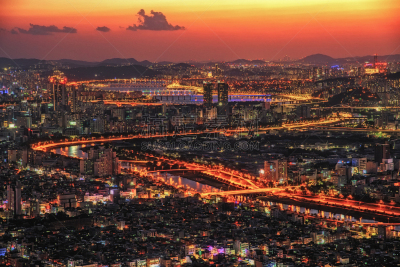 城市,城市天际线,首尔,市区,夜晚,山,商务,曙暮光,黄昏,现代