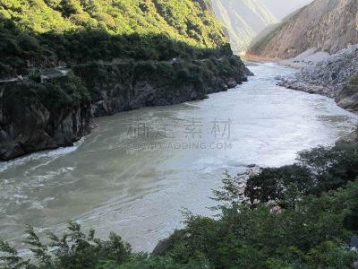 沟壑,深的,长江,桨叉架船,虎跳峡,地球,水,天空,透过窗户往外看,高处