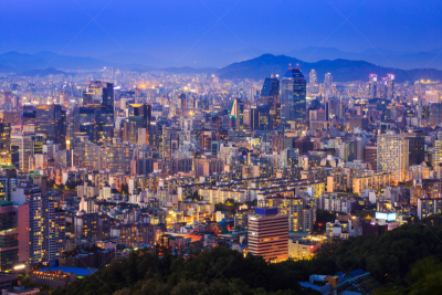 首尔,夜晚,城市,韩国,江南区,水平画幅,山,无人,户外,都市风景