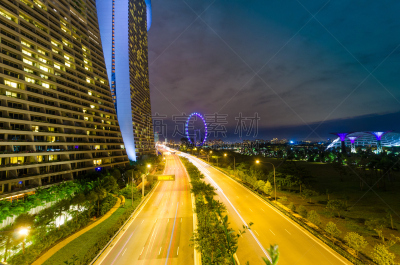 滨海湾 ,新加坡市,夜晚,金融区,暮光之城系列,鱼尾狮,滨海湾金沙酒店,天空,透过窗户往外看,曙暮光