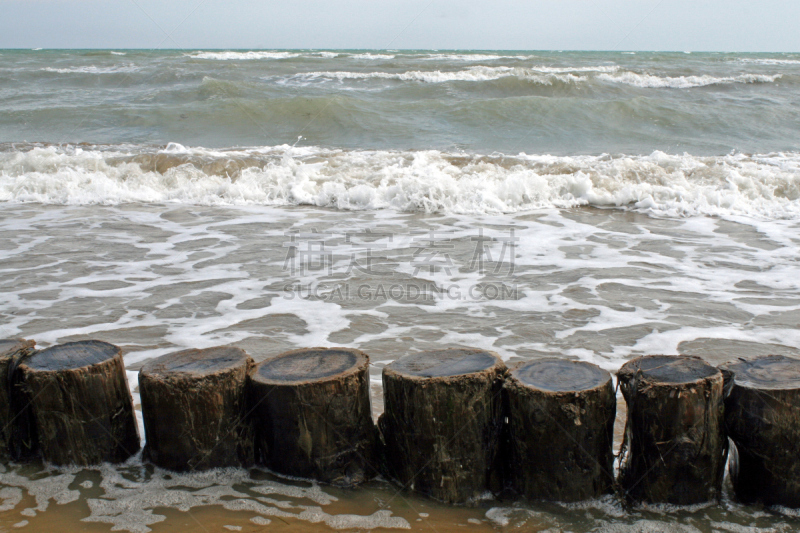 栗树,海滩,杆,遮护的手势,暴风雨,高跷屋,海啸,防风设备,水平画幅,户外