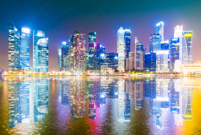 新加坡,全景,都市风光,鱼尾狮,滨海湾 ,水,天空,沙子,透过窗户往外看,夜晚