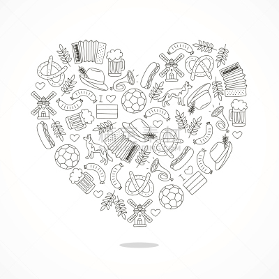 German icons in the form of a large heart