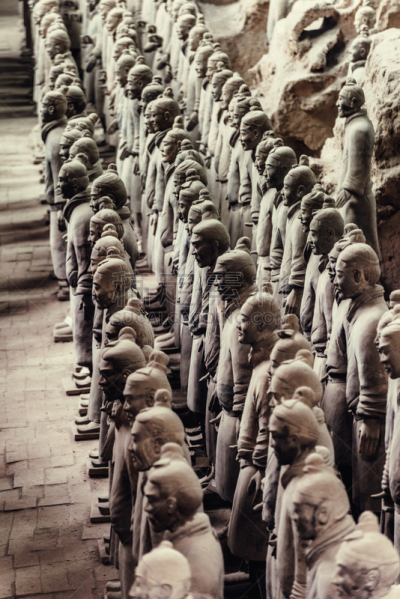 赤土陶器,勇士,西安,垂直画幅,纪念碑,陵墓,高视角,死后的世界,古典式,东亚