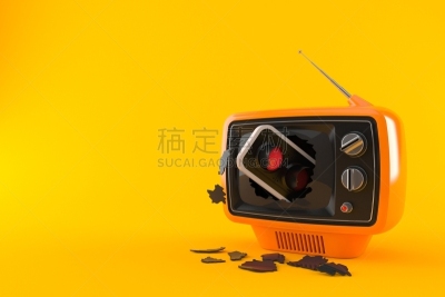 交通,红色,过时的,电视机,传媒,警告标志,空的,波兰,背景分离,橙色