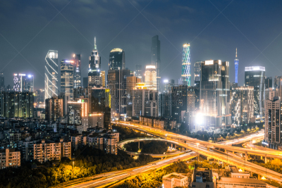 广州,夜晚,广东省,水平画幅,无人,户外,都市风景,著名景点,河流,旅游目的地