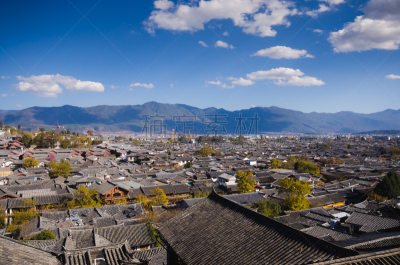 传统,屋顶,风景,花坛,顶部,丽江,云南省,世界遗产,天空,美