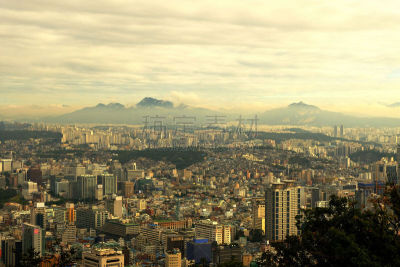都市风景,黎明,首尔,天空,水平画幅,山,夜晚,无人,早晨,曙暮光