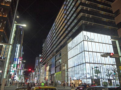 银座,夜晚,闪亮的,中央区,红绿灯,零售展示,路灯,运动模糊,城市生活,灯笼