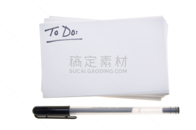 索引卡,任务清单,空白的,留白,水平画幅,无人,写字器具,墨水,白色背景,背景分离