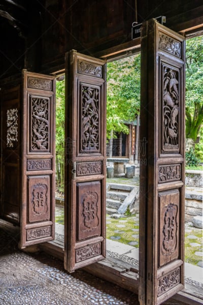 传统,门,木制,雕刻物,华丽的,建筑物门,古董,古典式,装饰物,中国