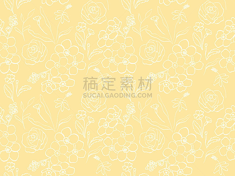 seamless floral pattern with flowers, hand drawn of flower and foliage