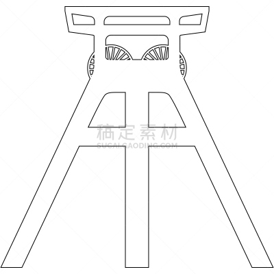 Vector thin line coal mine headframe icon isolated on white background