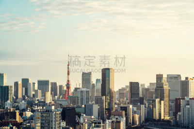 东京塔,全景,在下面,日出