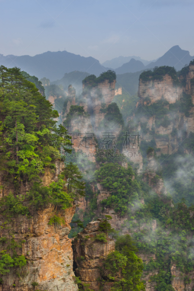 中国,自然公园,山,武陵源,头像,旅途,汽车,空中缆车,云,沙岩