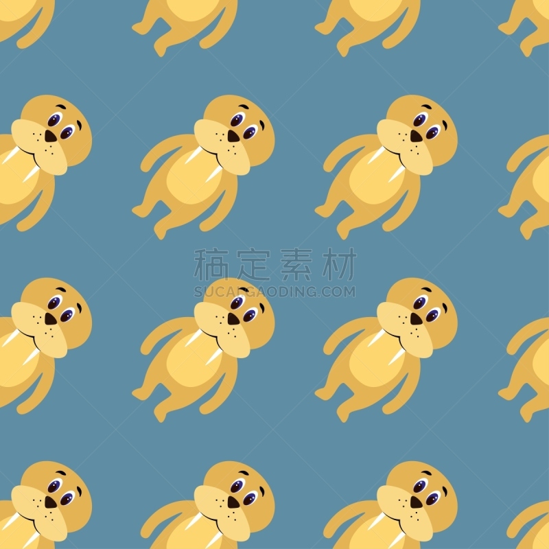 可爱的,纺织品,四方连续纹样,绘画插图,扁平化设计,包装纸,矢量,海象,式样