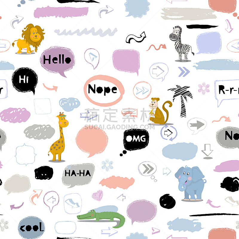 动物,非洲,矢量,对话气泡框,四方连续纹样,斑马,热带气候,云,消息,非洲人