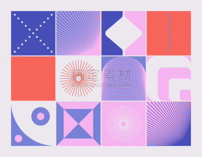 几何形状,矢量,式样,抽象,化学元素周期表,华丽的,复古风格,瓷砖,现代,包豪斯