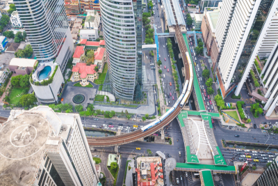 曼谷,市区,泰国,天空,火车站,步行
