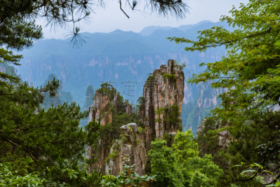 中国,自然公园,山,头像,武陵源,旅途,汽车,空中缆车,云,沙岩