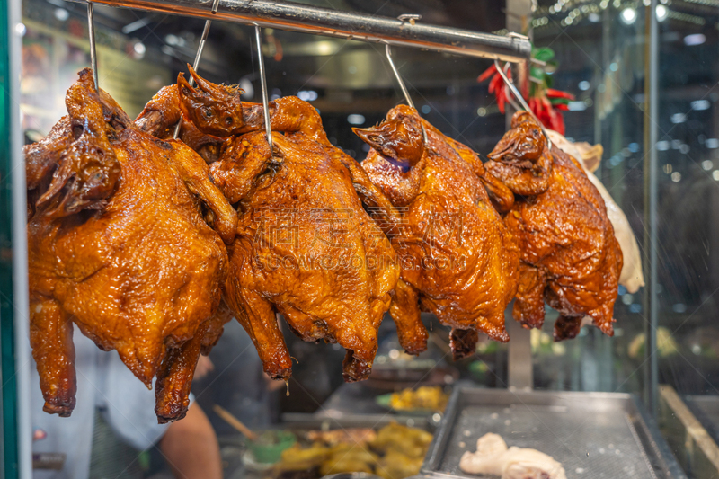 食品,餐馆,烤的,鸡,美味,新加坡,完整,出示