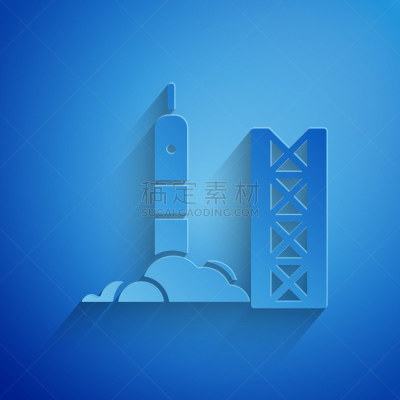 火箭,绘画插图,矢量,空间站,图标,新船揭幕式,分离着色,蓝色背景