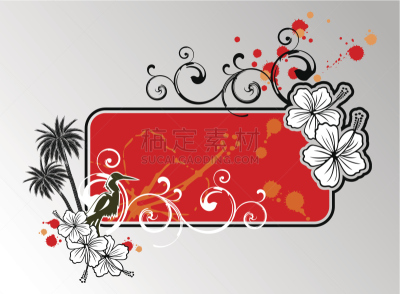 木槿属,布告,无人,绘画插图,夏天,夏威夷大岛,海浪,热带气候,热带的花,夏威夷