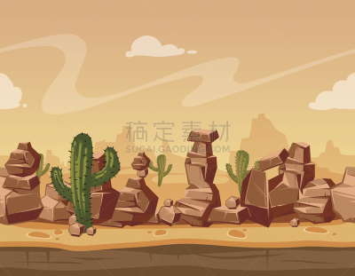 仙人掌,背景,绘画插图,卡通,矢量,水平画幅,石材,地形,野生植物,野味