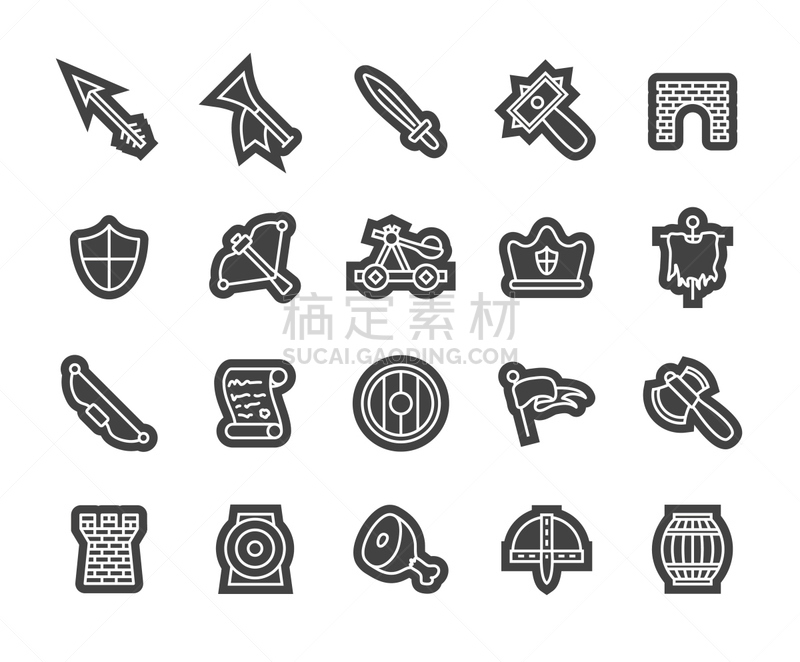 线条,细的,轮廓,符号,时尚,扁平化设计,极简构图,维京船,十字弓箭,侍从