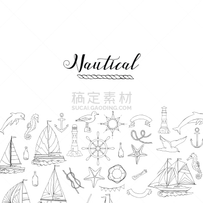 船,背景,帆船,水,浮标,海马,绘画插图,符号,鸟类,海豚
