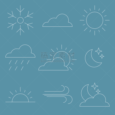 细的,矢量,天气,绘画插图,线图标,ios,操作系统,热,线条,部分