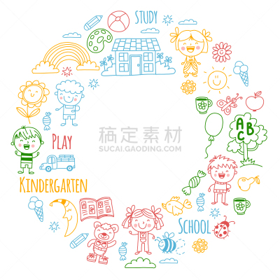 绘画插图,未成年学生,儿童,矢量,房屋,男孩,乱画,式样,图标,想象