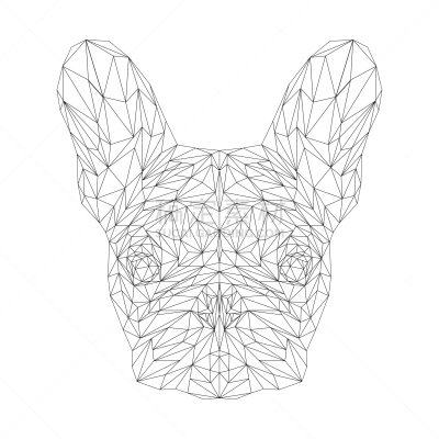 法国斗牛犬,绘画插图,低多边形效果 ,狗,矢量,式样,三角形,动物,狗狗障碍赛,动物学