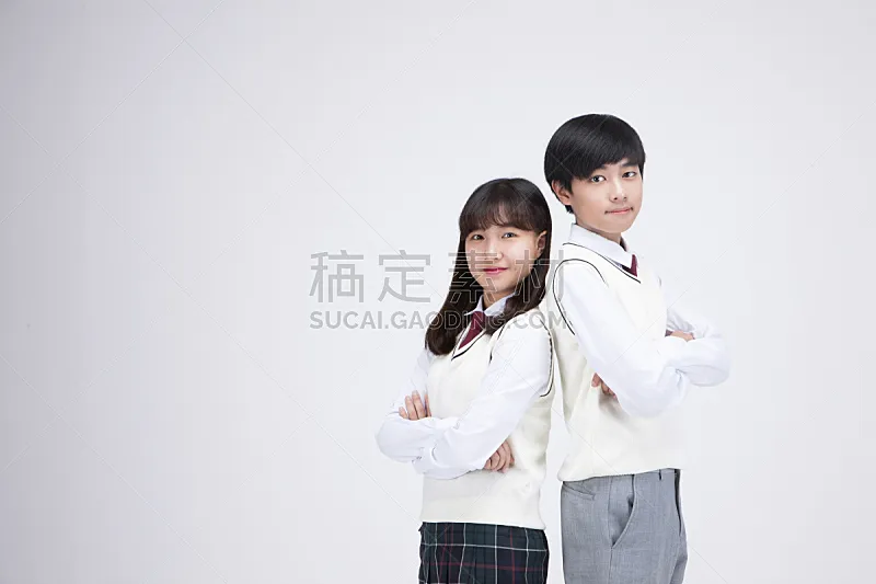 青少年 中学生 高中生 两个人 一个人 韩国 校服 照片 青春期 女人图片素材下载 稿定素材