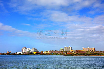 南帕诸岛,海湾沿海,美国,水平画幅,无人,城市天际线,户外,岛,海洋,滨水