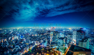 夜晚,现代,东京,城市天际线,日本,新宿区,全景,移轴摄影,小雕像,透镜