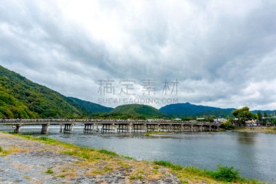 京都府,桥,日本,渡月桥,岚山,名声,水,美,水平画幅,无人