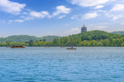 杭州,风景,俄亥俄河,西湖,水,天空,夏天,光,湖
