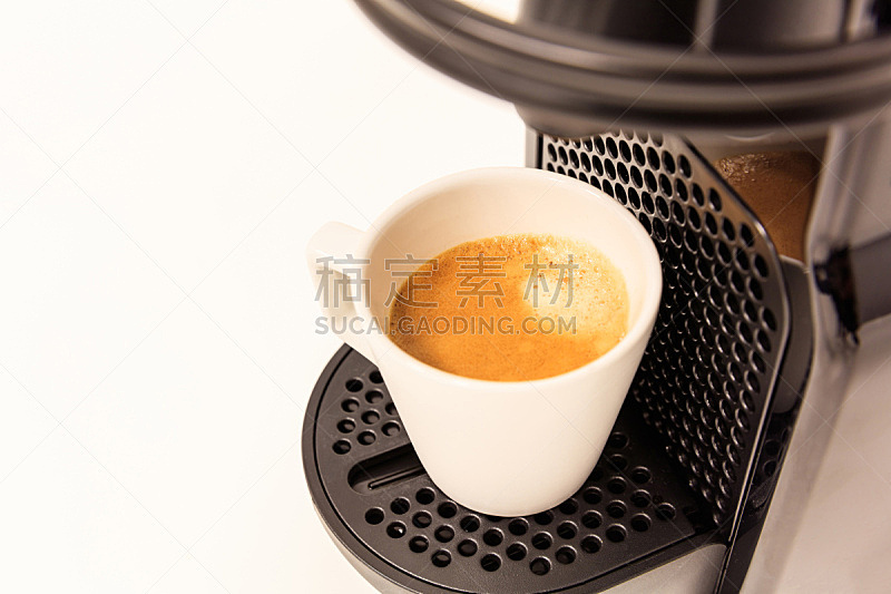 浓咖啡,咖啡机,制造机器,褐色,芳香的,水平画幅,无人,早晨,饮料,特写