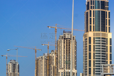 建筑业,摩天大楼,晴朗,中东,天空,美,新的,水平画幅,无人,多哈