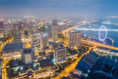 都市风景,新加坡市,城市天际线,航拍视角,市区,宽的,中环,天空,克拉码头,水平画幅