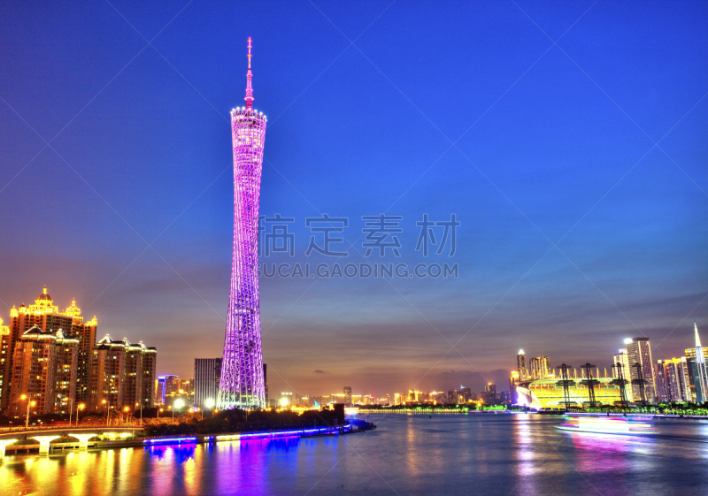 广州,都市风景,夜晚,著名景点,建筑,广州塔,塔,天空,桥,摩天大楼