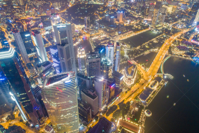 都市风景,新加坡市,城市天际线,航拍视角,市区,中环,宽的,天空,克拉码头,水平画幅
