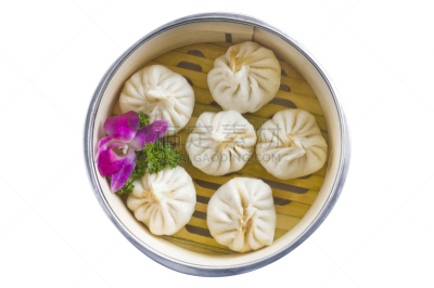 塞满了的,小甜面包,蒸菜,中式小笼包,饺子,饮食,早餐,水平画幅,无人,白色背景