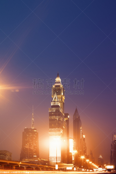 市区,夜晚,迪拜,城市生活,尾灯,交通,光轨,波斯湾,户外,城市