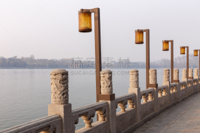 湖,北海公园,散步道,北京,水,美,公园,褐色,水平画幅,无人