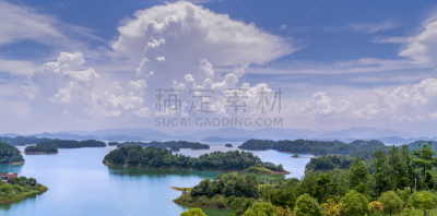风景,浙江省,自然美,千岛湖,水,天空,美,水平画幅,夏天,水库