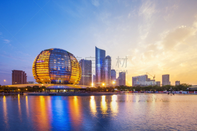 现代,都市风景,杭州,夜晚,建筑外部,摩天大楼,图像,著名景点,光效果,无人
