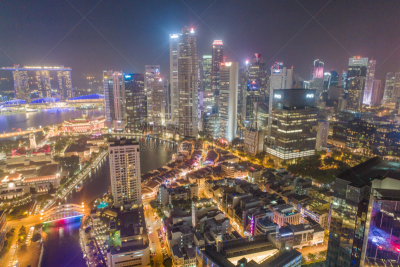 都市风景,新加坡市,城市天际线,航拍视角,市区,中环,宽的,天空,克拉码头,水平画幅