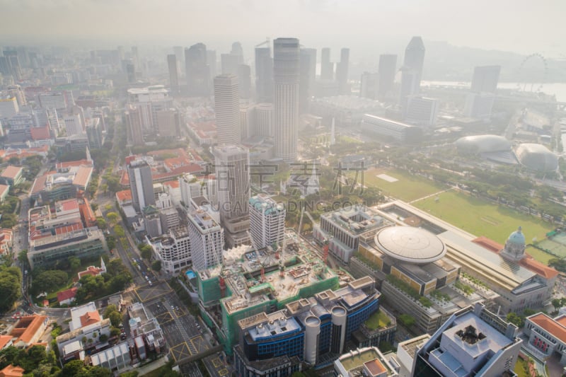 都市风景,新加坡市,城市天际线,航拍视角,市区,中环,宽的,夜晚,市区路,旅行者